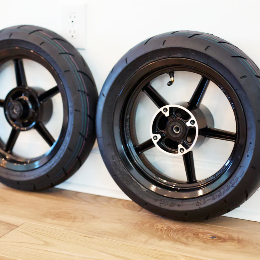 12-inch supermoto wheel set for Tuttio, Yozma, HeyBike and Razor mini motos – alternate angle