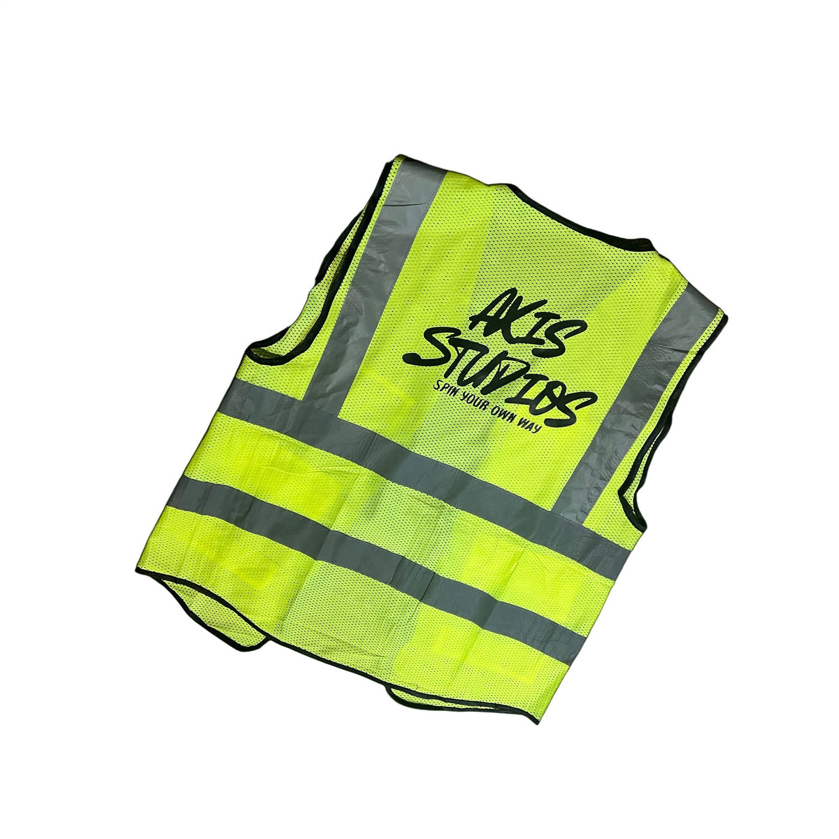 A neon yellow high-visibility mesh safety vest with reflective gray stripes and black 'SOULS SOUL' text on the front, shown on a plain white background.