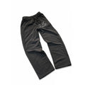 Black jogger sweatpants with a drawstring waist and a white cursive 'A V S Studios' logo on the upper left thigh, displayed flat against a white background with black letterbox borders.