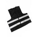 A black motorcycle vest with two wide reflective silver stripes on the front, displayed on a clean white background with an 'AXS' brand logo in the bottom right corner.