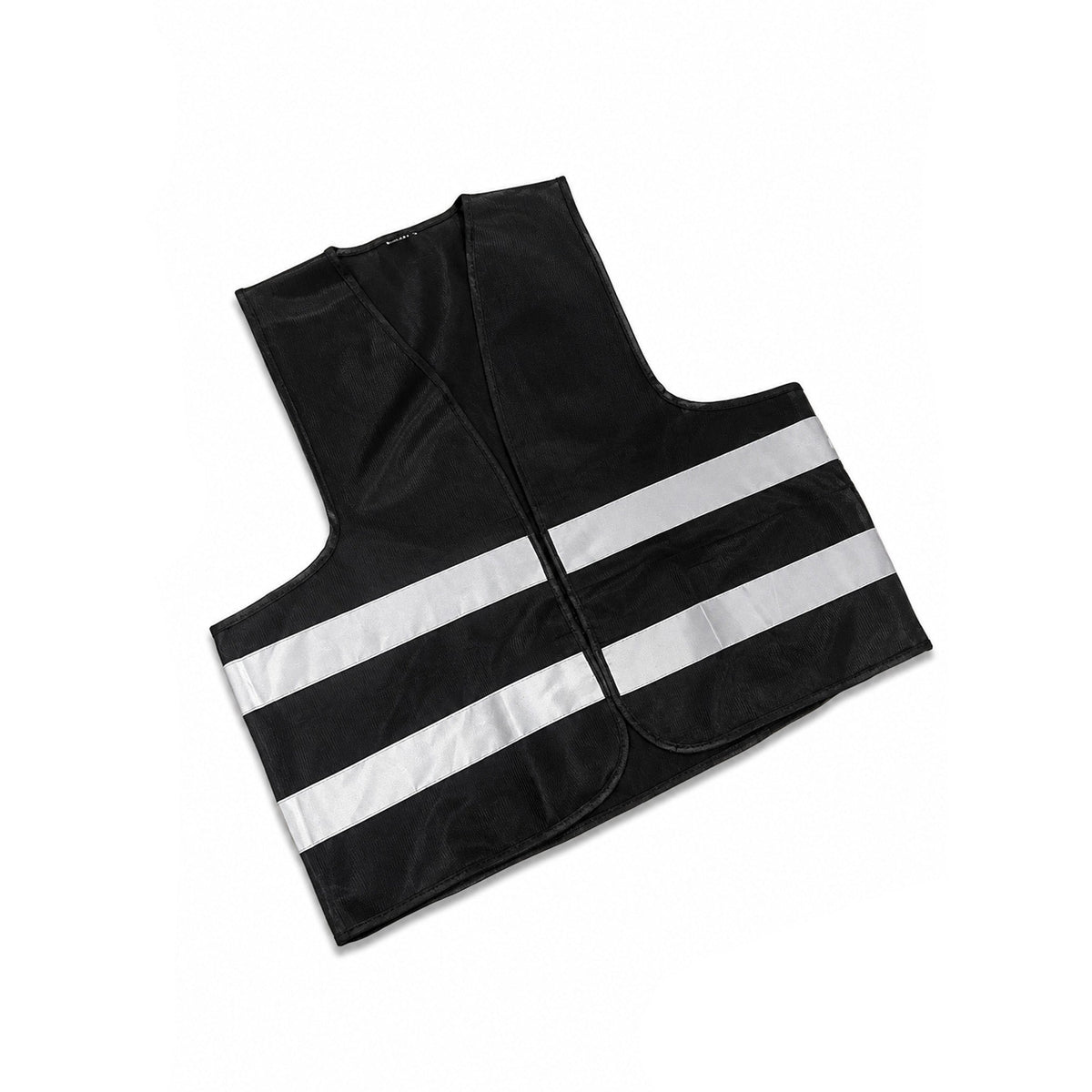 A black motorcycle vest with two wide reflective silver stripes on the front, displayed on a clean white background with an 'AXS' brand logo in the bottom right corner.