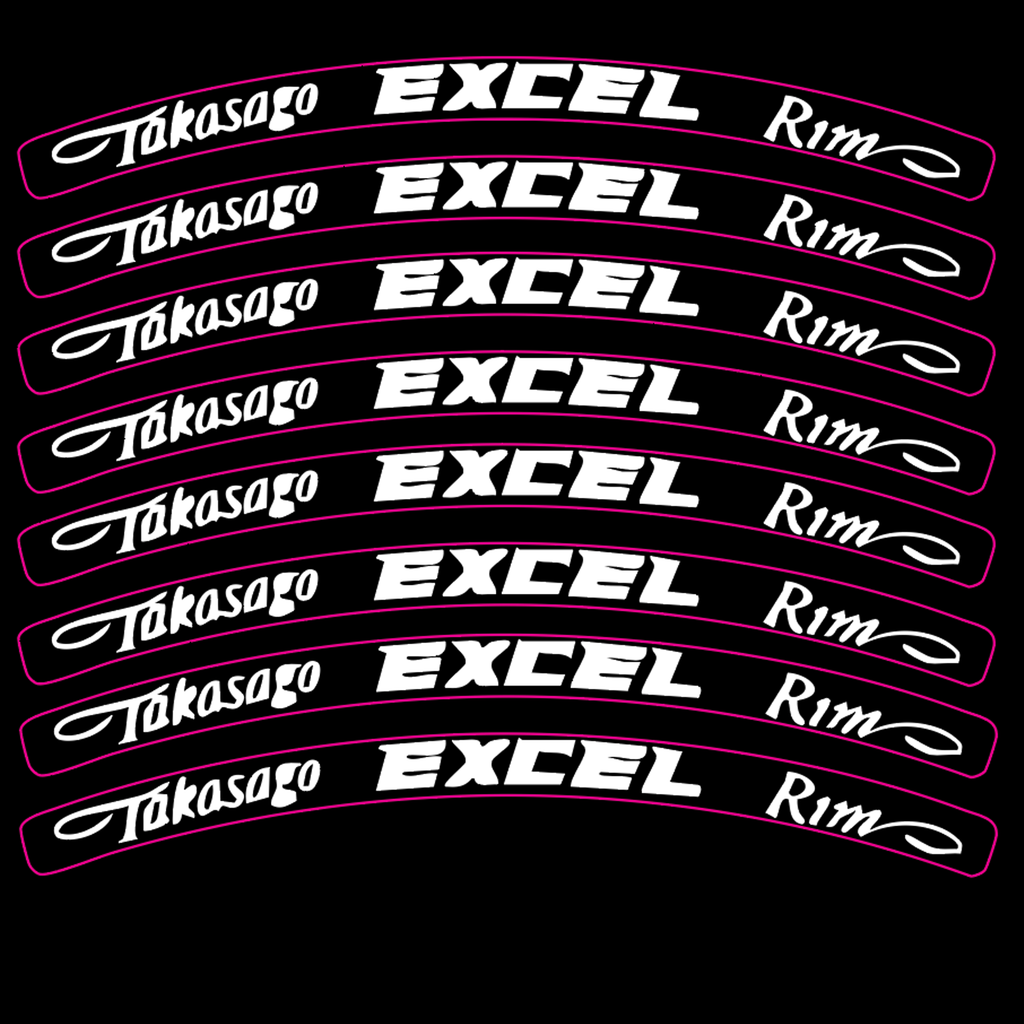 Excel rim decal set, 8-piece wheel sticker kit