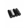 Four motorcycle handlebar grips in black and silver metallic finishes, arranged diagonally on a white background with an AXIS logo in the bottom right corner.