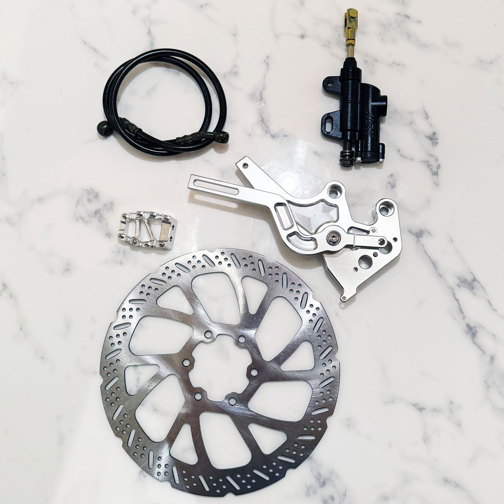 Foot brake kit for Sur-Ron LBX and E-Ride with Ultra Bee caliper – alternate angle