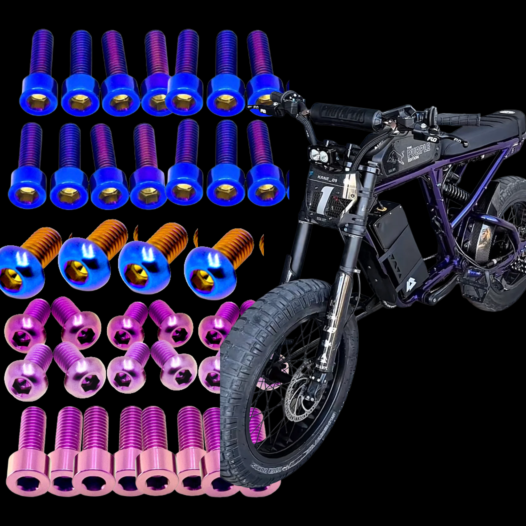 Super73 titanium bolt kit for bar mount, forks and frame