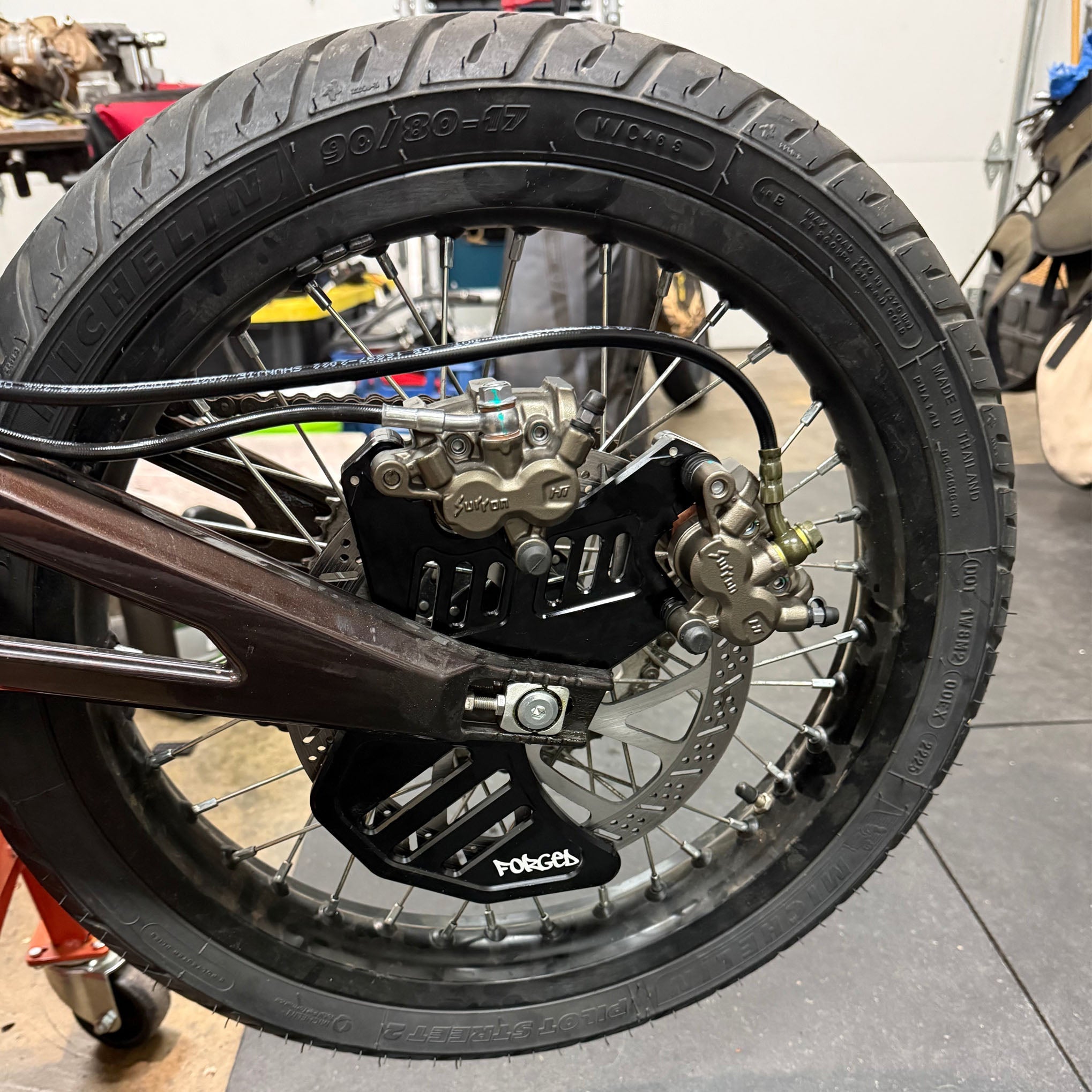 Sur-Ron and E-Ride foot brake kit with Ultra Bee calipers – detail view