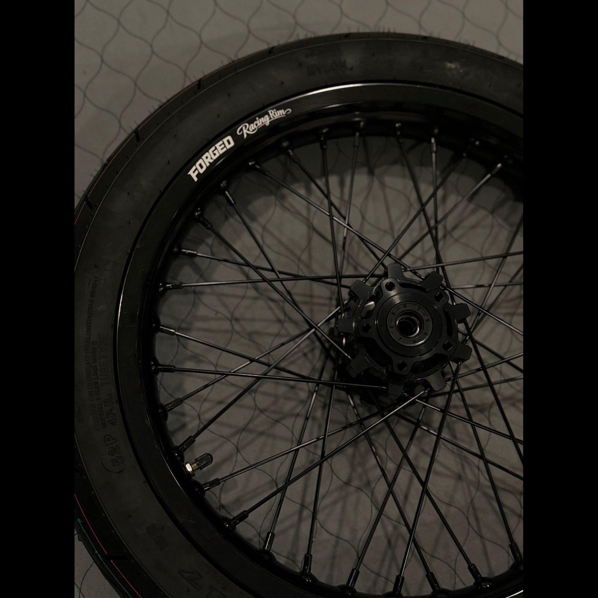Surron Light Bee X / E-Ride Pro Supermoto Wheelset (Thick/Wide) - Chrome Silver / Gloss Black Forged Racing