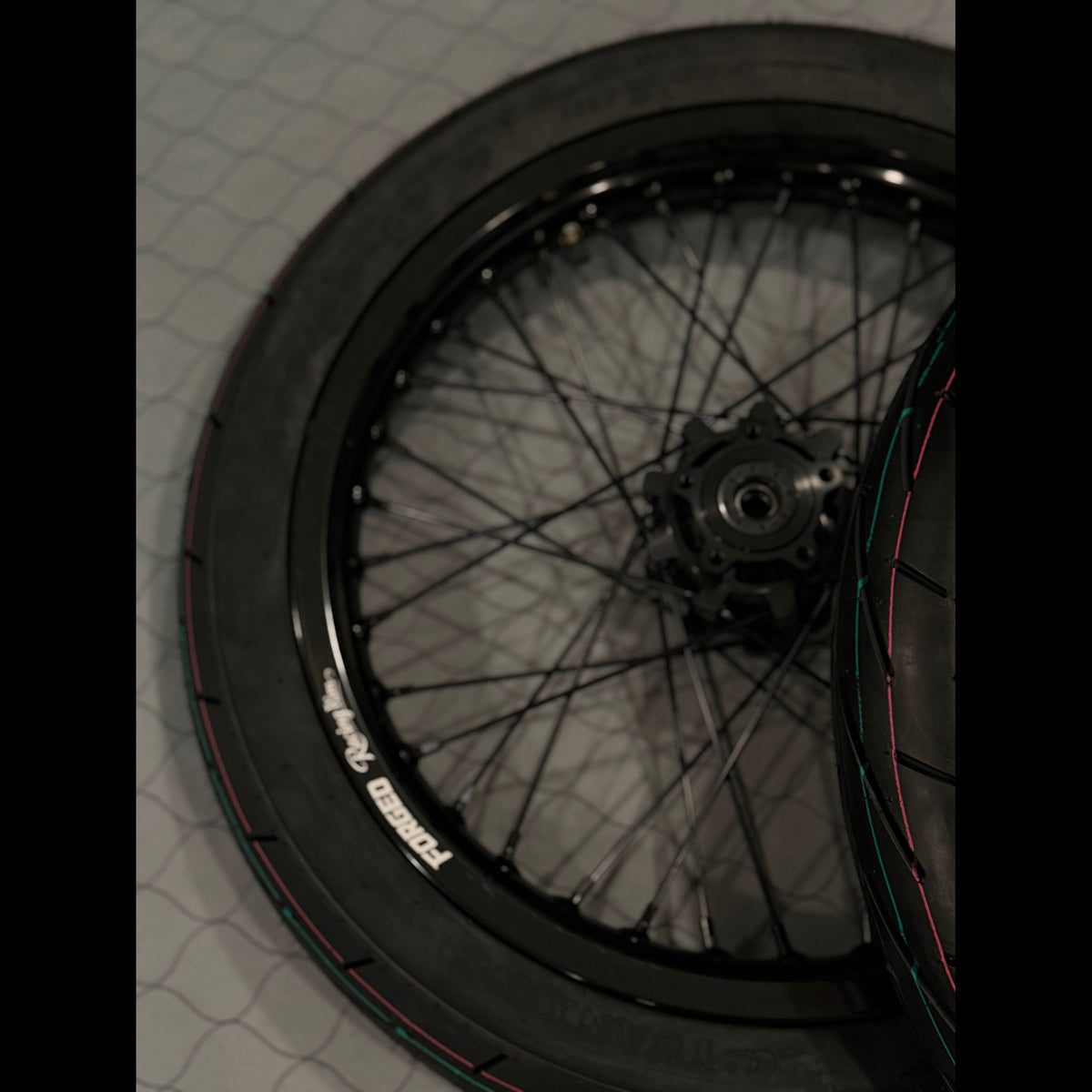 Surron Light Bee X / E-Ride Pro Supermoto Wheelset (Thick/Wide) - Chrome Silver / Gloss Black Forged Racing
