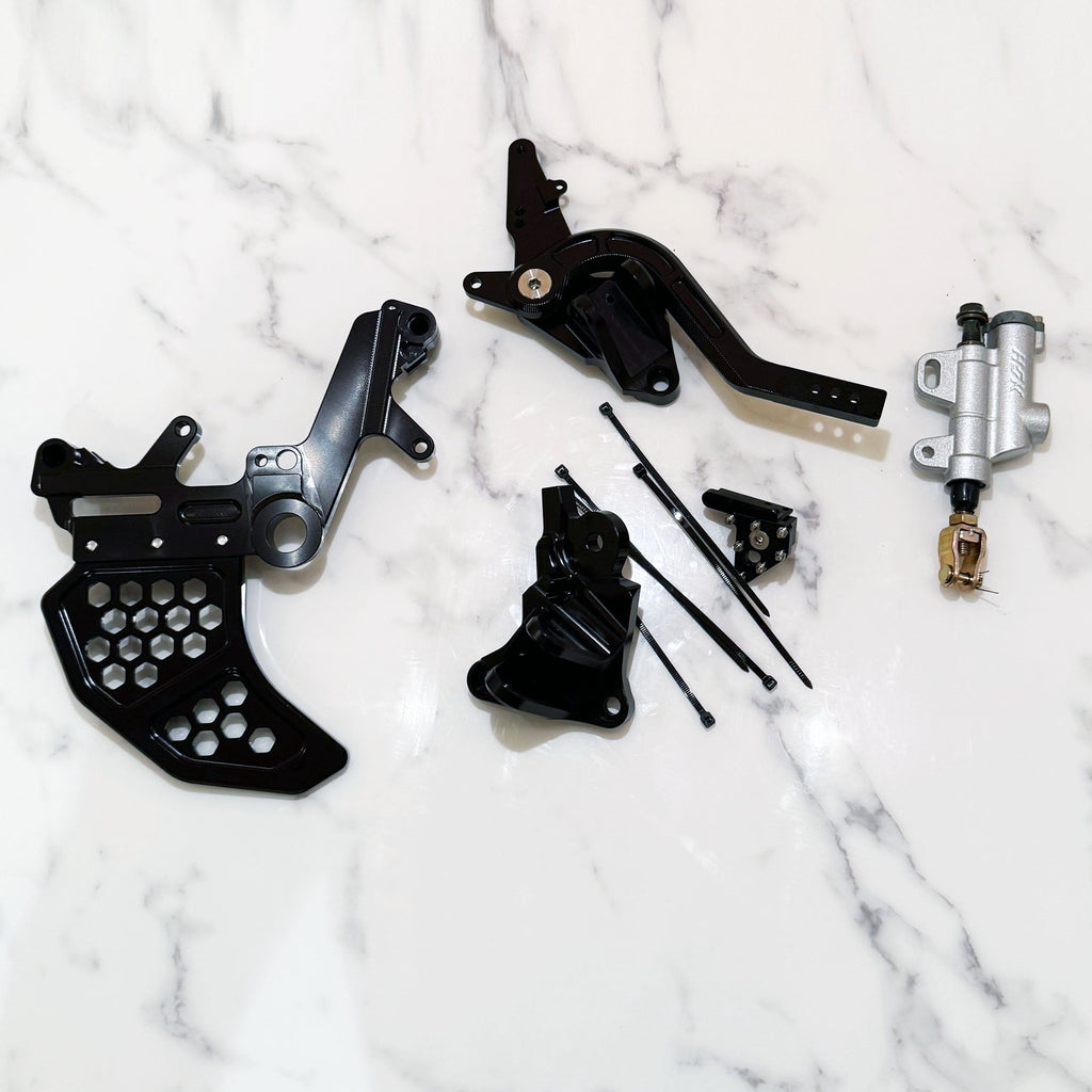 Sur-Ron Ultra Bee footbrake kit V3 with dual caliper option – alternate angle