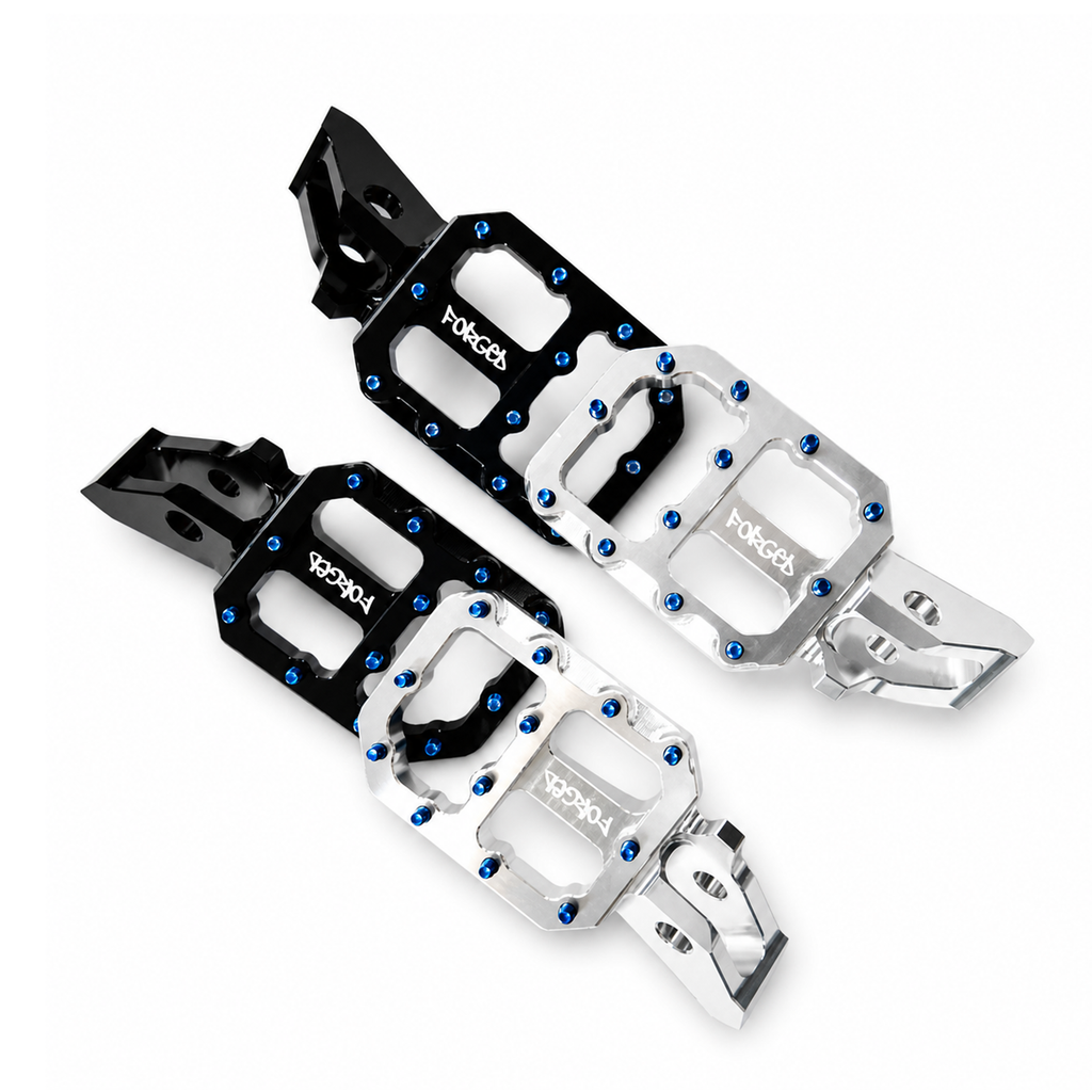 Sur-Ron Ultra Bee super-wide CNC footpegs – alternate angle
