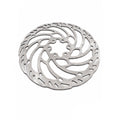 A silver metallic disc brake rotor with a cutout swirl pattern, shown on a white background with a black AXIS logo in the bottom right corner.