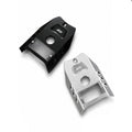 Two metal bracket components for an AXIS motor controller, one in black anodized aluminum and one in silver aluminum, displayed on a white background with the AXIS logo in the bottom right corner.