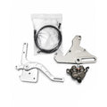 A set of motorcycle or bicycle mechanical parts on a white background, including a silver metal lever, a silver bracket marked 'AOS', a dark metallic caliper with 'AOS' branding, a black cable in a clear plastic bag, and a black AXIS logo watermark in the bottom right corner.