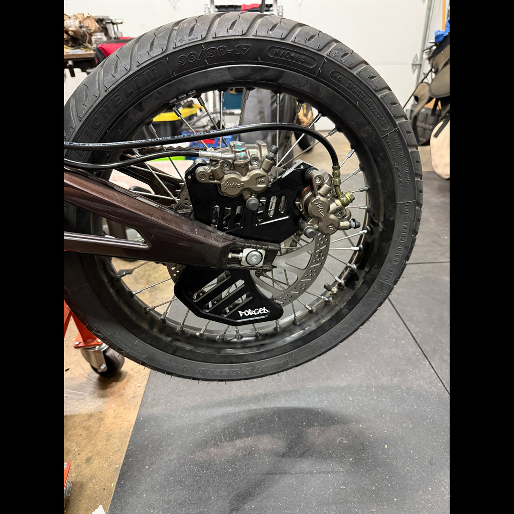 Upgraded Dual Caliper Mount + Rotor Guard for Sur Ron, Talaria & Segway | Heavy Duty Metal Forged Racing