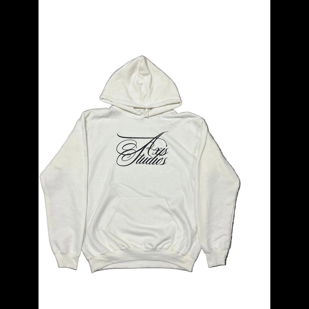 White Axis Studios Distressed Hoodie Axis Studios