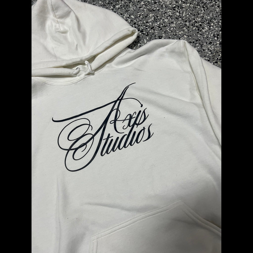 White Axis Studios Distressed Hoodie Axis Studios