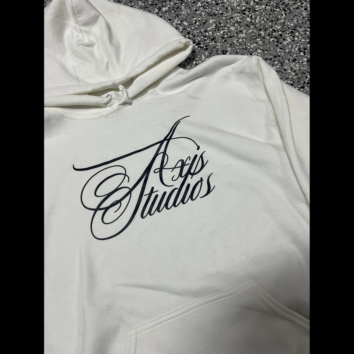 White Axis Studios Distressed Hoodie Axis Studios