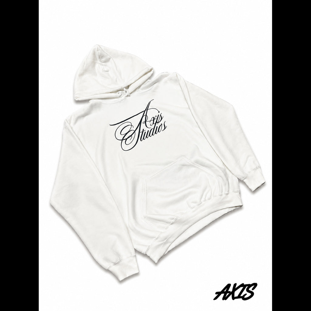 White Axis Studios Distressed Hoodie Axis Studios