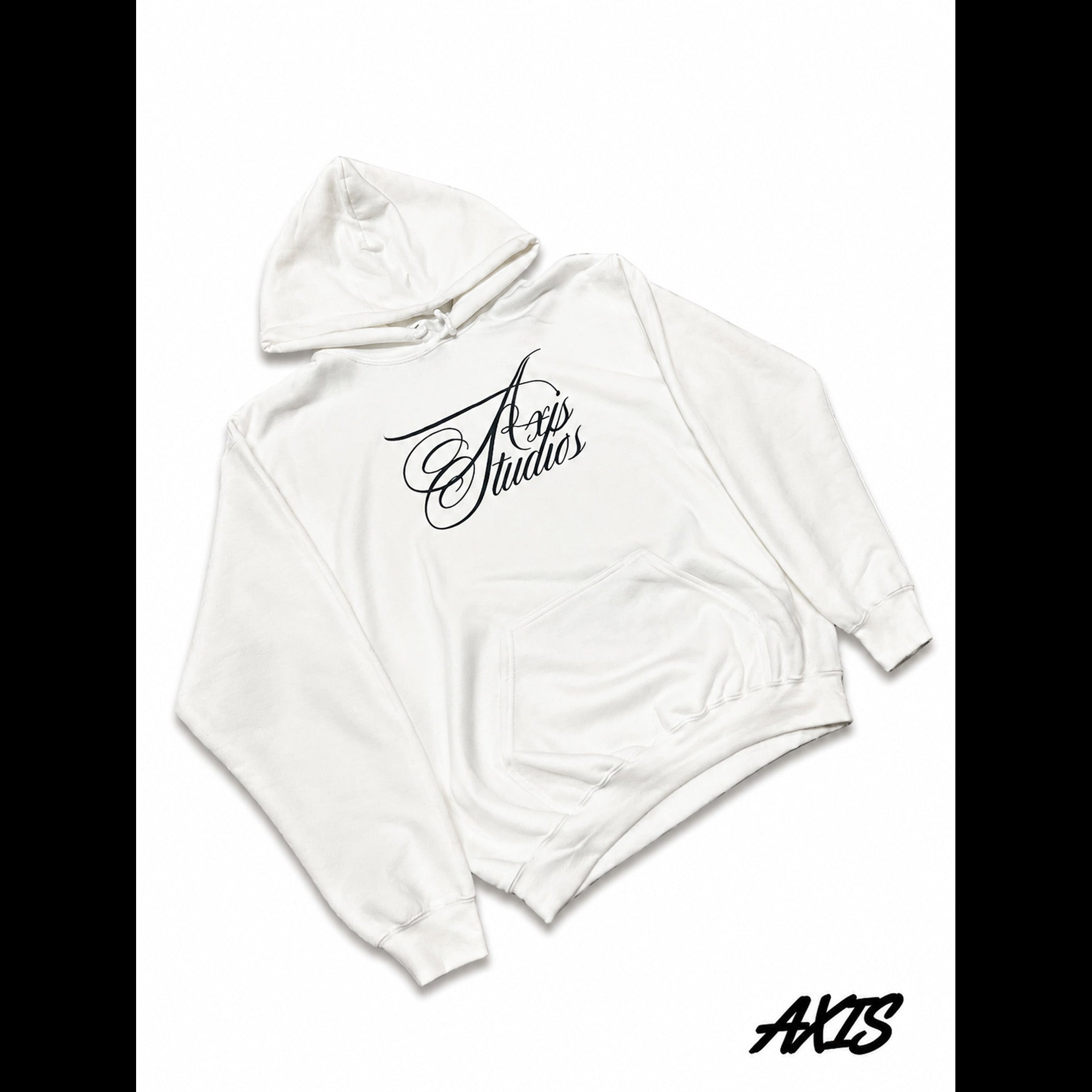 White Axis Studios Distressed Hoodie Axis Studios